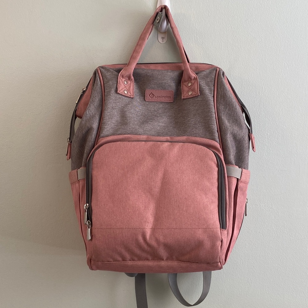 UpSimples Pink and Gray diapers Backpack